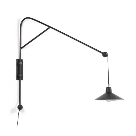 Metalen wandlamp Eleazar met zwarte afwerking