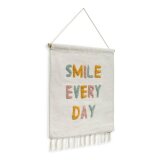 Wandtapijt Adelina wit van katoen met gekleurde letters smile every day 52 x 60 cm