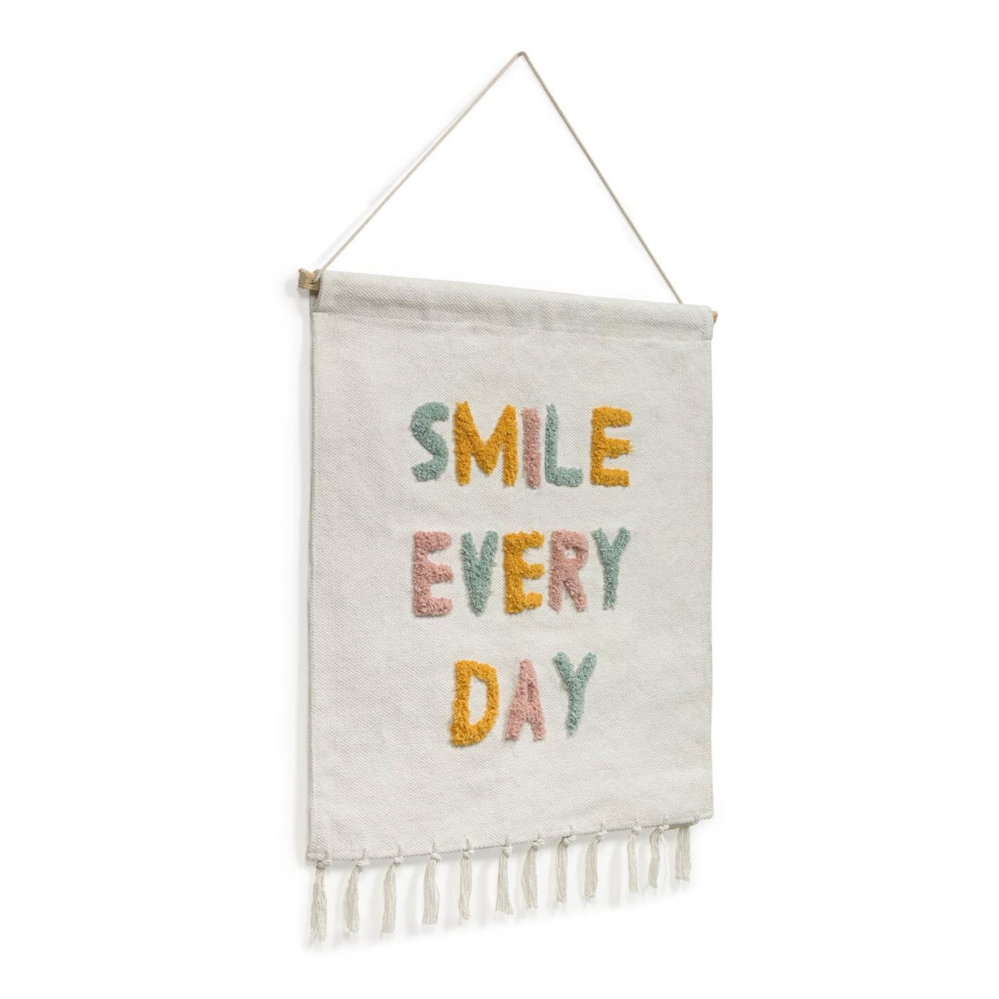 Tapiz mural Adelina smile every day blanco y mulicolor 52 x 60 cm