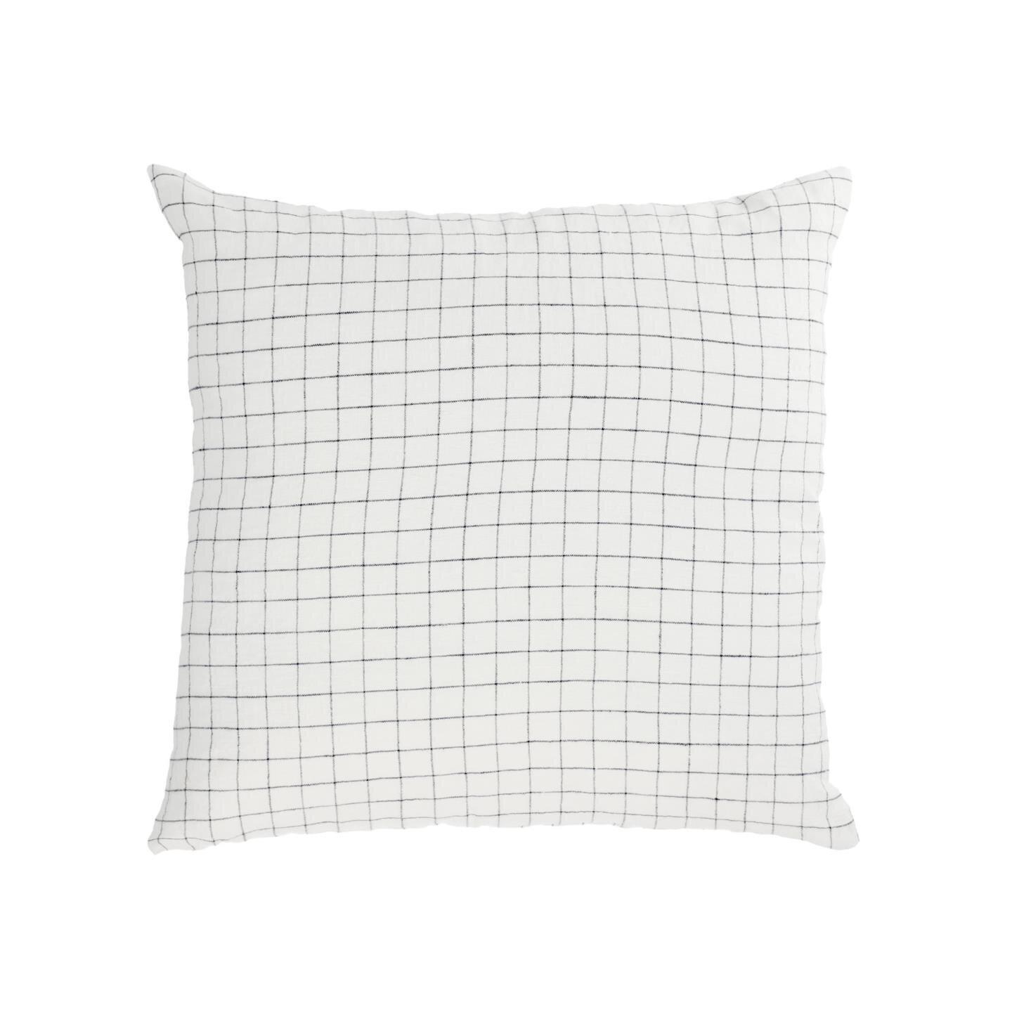 Maialen 100% linen cushion cover with white squares and black grid 45 x 45 cm