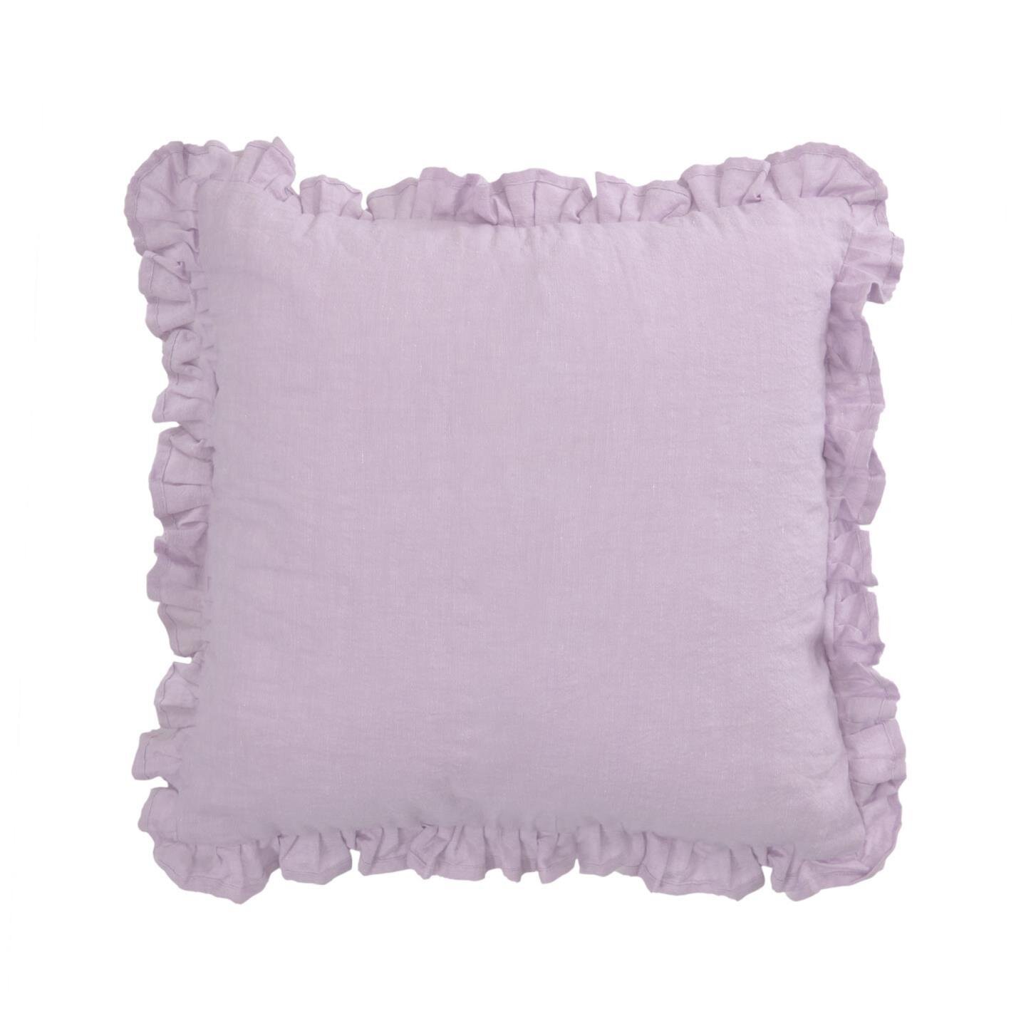 Nacha cotton and linen cushion cover in mauve, 45 x 45 cm