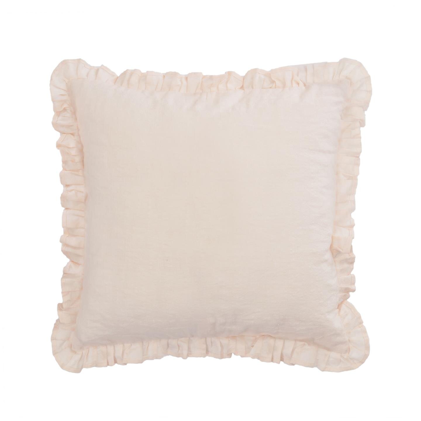 Housse de coussin Nacha en coton et lin rose 45 x 45cm