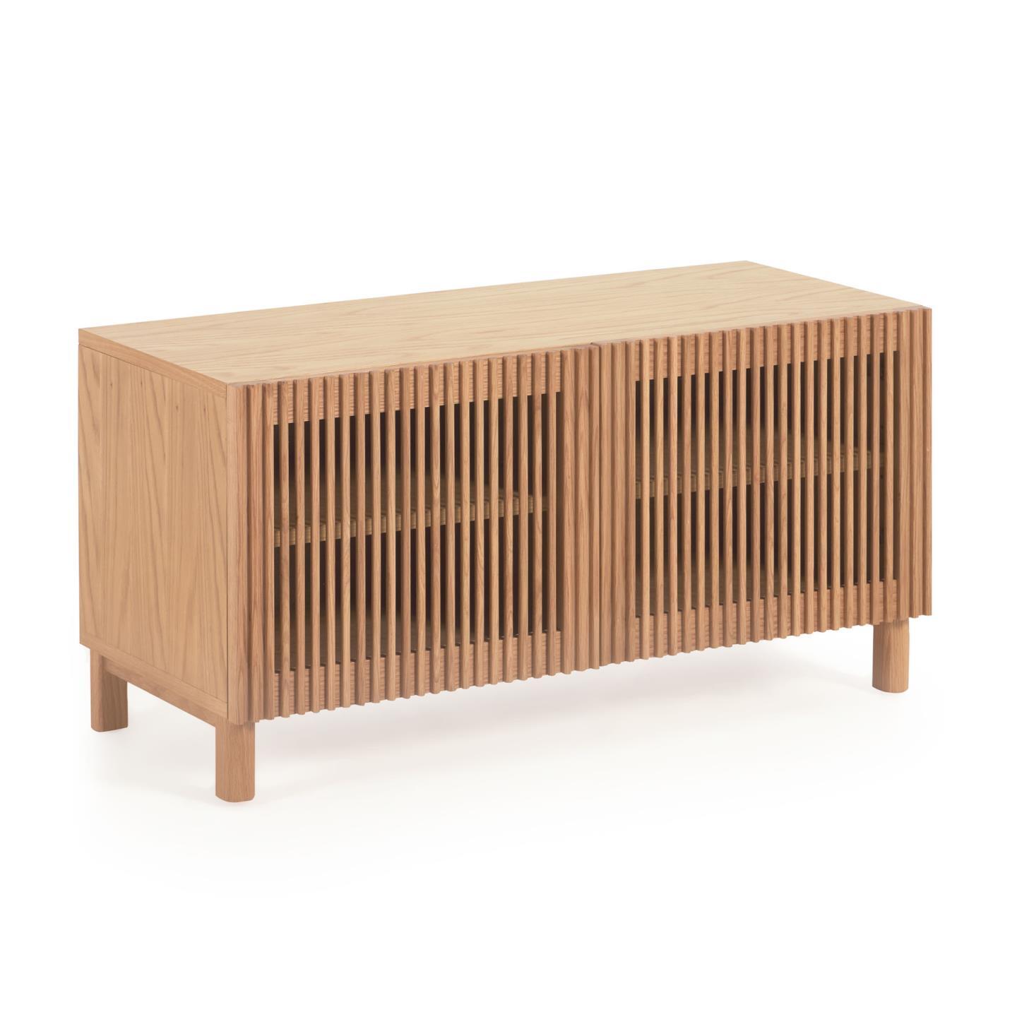 Beyla solid oak shoe cabinet with oak veneer, 98.5 cm FSC 100%