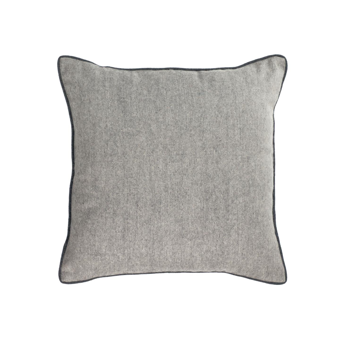 Housse de coussin Alcara gris avec liseré noir 45 x 45 cm