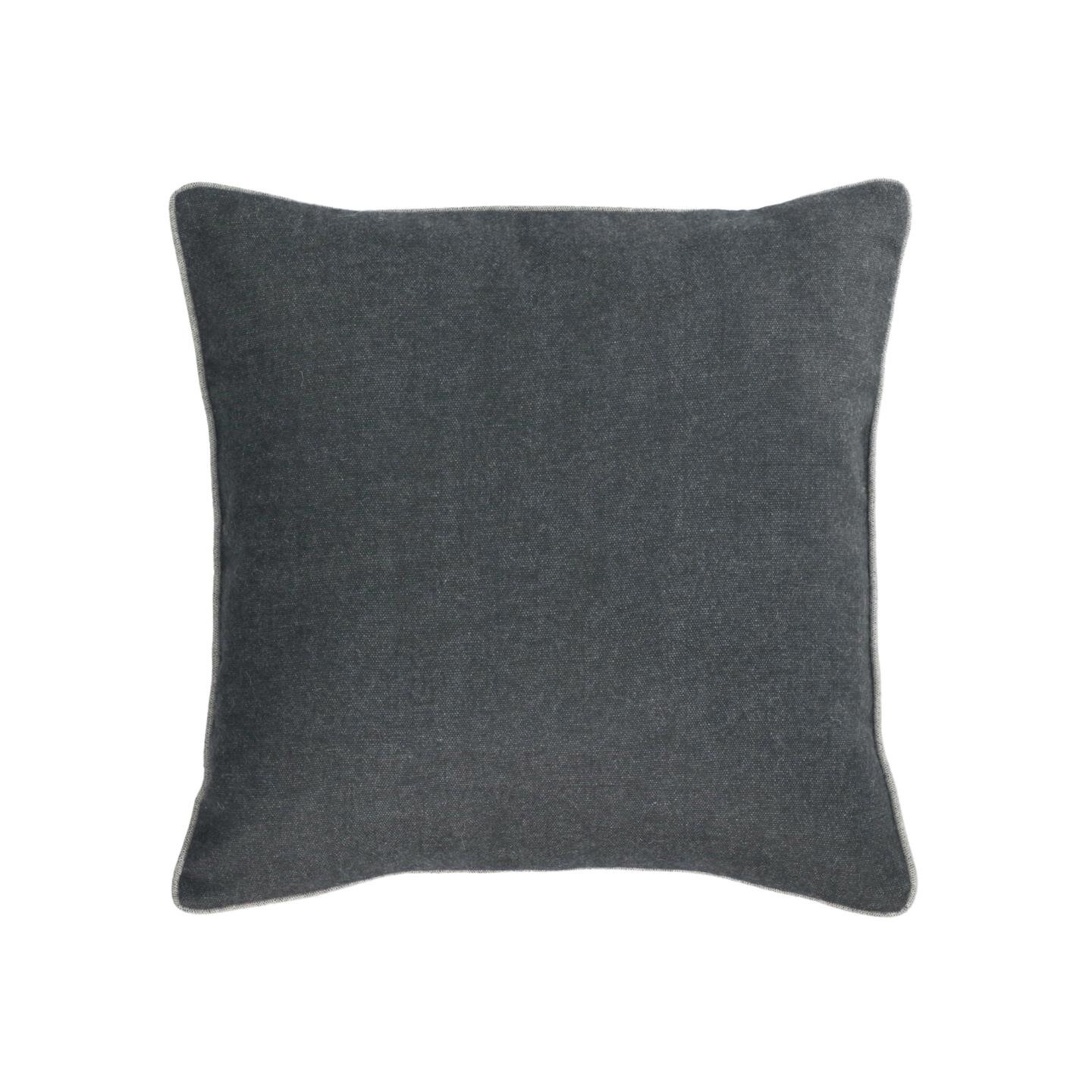 Housse de coussin Alcara noir avec liseré gris 45 x 45 cm