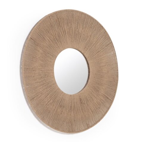 Damira round mirror in jute with natural finish Ø 100 cm