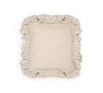 Housse de coussin Deva en lin naturel et bord à rayures beiges 45 x 45 cm