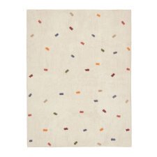 Tapis Epifania 100 % coton blanc à pois multicolore 150 x 200 cm