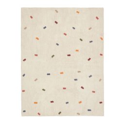 Epifania rug, 100% white cotton with multicolour points, 150 x 200 cm