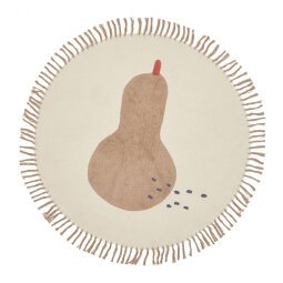 Tamya 100% cotton round rug with brown pear, Ø 120 cm