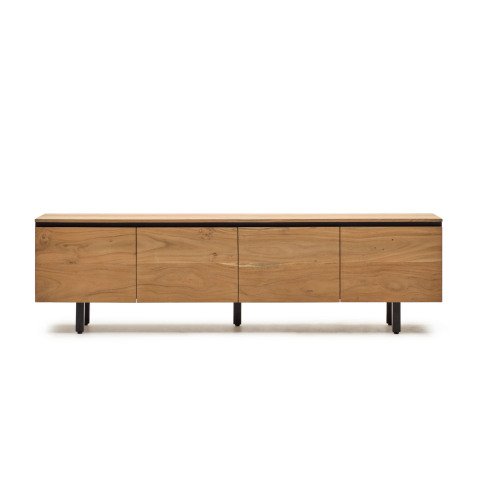 Mueble TV Uxue 4 puertas de madera maciza de acacia con acabado natural 200 x 58 cm