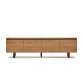 Uxue TV stand with 4 solid acacia wood doors in a natural finish, 200 x 58 cm