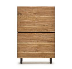 Aparador Uxue 4 puertas de madera maciza de acacia con acabado natural 100 x 155 cm