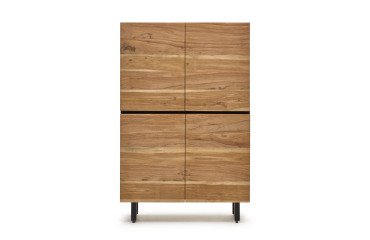 Aparador Uxue 4 puertas de madera maciza de acacia con acabado natural 100 x 155 cm