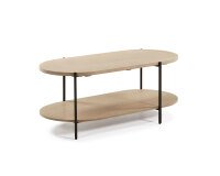 Mesa de centro Palmia 110 x 55 cm madera maciza de mango patas acero acabado negro