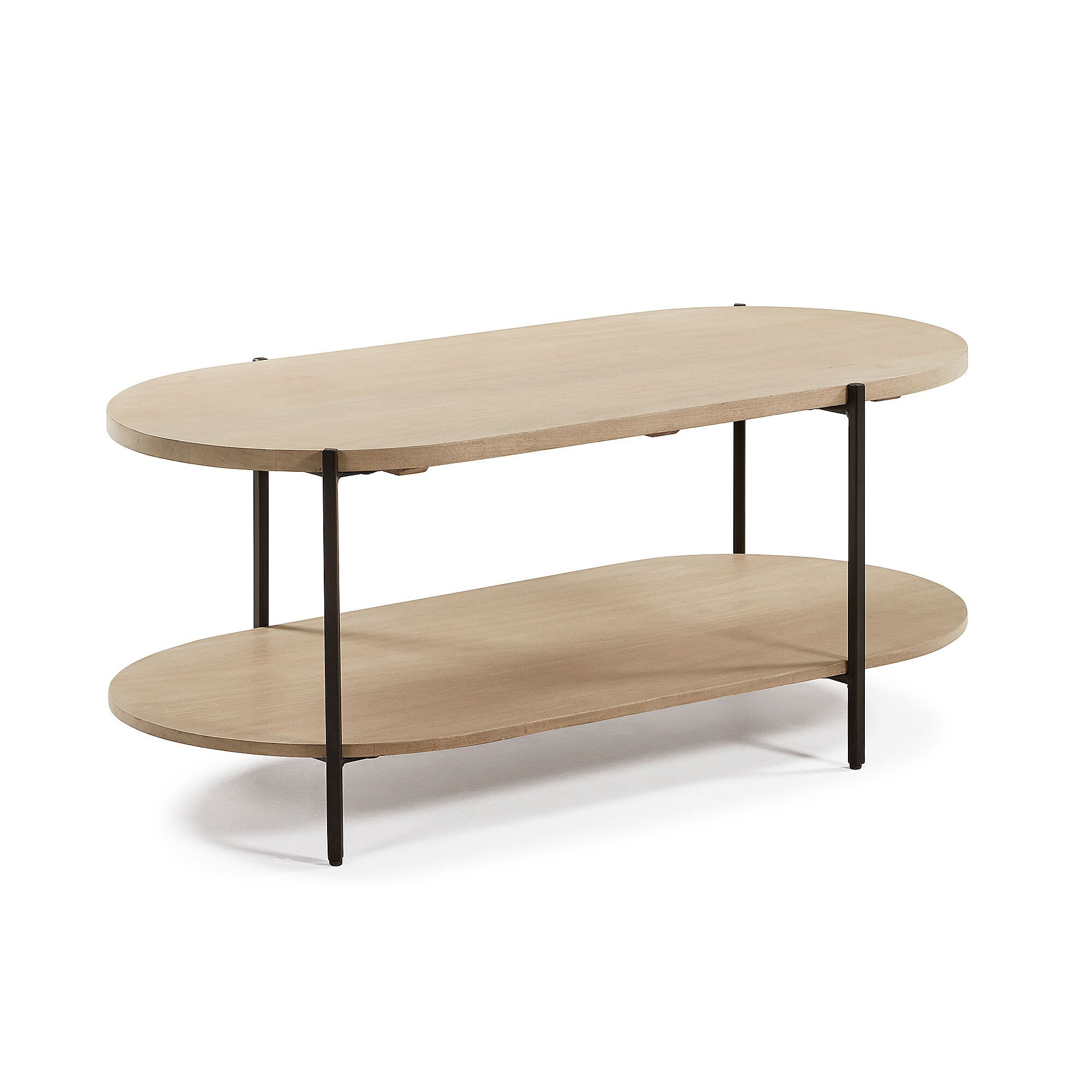 Table basse Palmia en bois de manguier massif et pieds en acier noir 110 x 55 cm