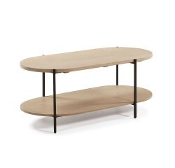 Mesa de centro Palmia 110 x 55 cm madera maciza de mango patas acero acabado negro