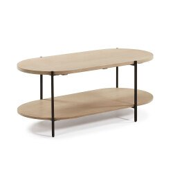 DE_Table basse Palmia en bois de manguier massif et pieds en acier noir 110 x 55 cm