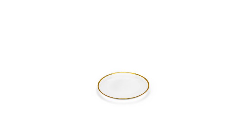 Plato de postre Nelie transparente y detalle dorado