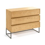 Taiana chest of drawers with oak veneer and steel frame with black finish 100 x 78 cm