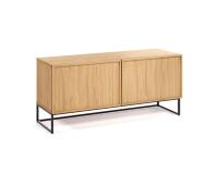 Mueble TV Taiana 2 puertas chapa de roble y estructura de acero acabado negro 112 x 51 cm