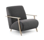 Meghan armchair with solid ash wood legs in a natural finish