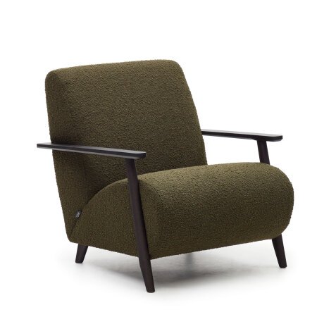 Meghan armchair fleece with solid ash legs with wenge finish