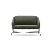 Sofá Brida 2 plazas verde y patas de acero con acabado negro 128 cm