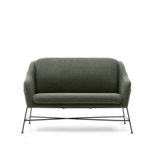 Brida 2-seater sofa in green and steel legs with black finish, 128 cm