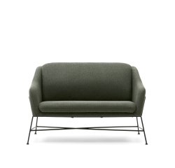 Sofá Brida 2 plazas verde y patas de acero con acabado negro 128 cm