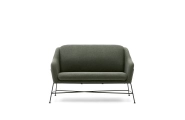 Sofá Brida 2 plazas verde y patas de acero con acabado negro 128 cm