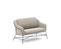 Sofá Brida 2 plazas beige y patas de acero con acabado negro 128 cm