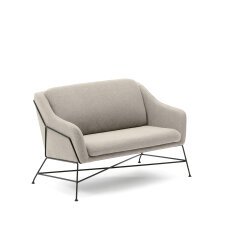 Brida 2-seater sofa in beige and steel legs with black finish, 128 cm