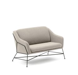 Sofá Brida 2 plazas beige y patas de acero con acabado negro 128 cm