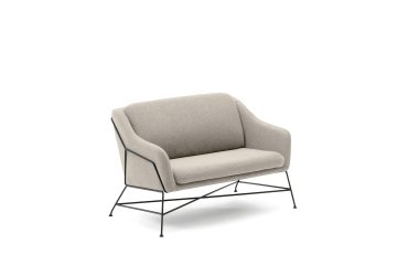 Sofá Brida 2 plazas beige y patas de acero con acabado negro 128 cm