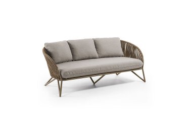 Sofá Branzie 3 plazas de cuerda negro 180 cm