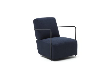 Gamer fauteuil blauw en metaal met zwart geschilderde afwerking