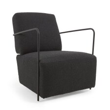 Fauteuil Gamer en laine bouclée marron et métal peint noir