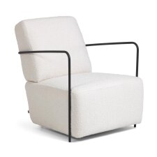 Fauteuil Gamer bouclette blanche et métal peint noir