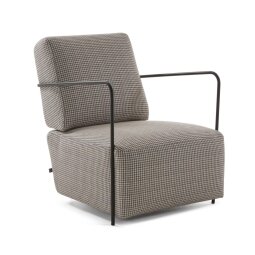 Fauteuil Gamer tissu pied-de-poule et métal peint noir