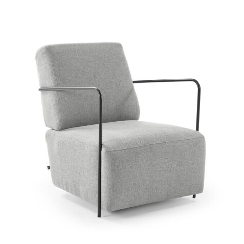 Gamer armchair in light grey and metal with black finish