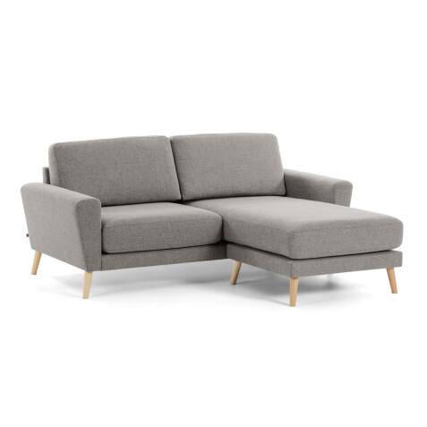Narnia 3 seater sofa with chaise longue in light grey, 192 cm