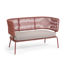 Nadin 2 seater sofa in terracotta cord with galvanised steel legs, 135 cm