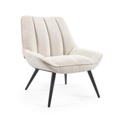 Sillón Marlina de borreguito blanco con patas de acero con acabado pintado negro