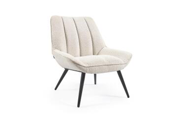 Sillón Marlina de borreguito blanco con patas de acero con acabado pintado negro