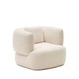 Fauteuil Martina en bouclette écru avec coussin