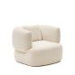 Martina armchair in off-white shearling with cushion