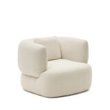 Fauteuil giratoire Martina en bouclette écru avec coussin