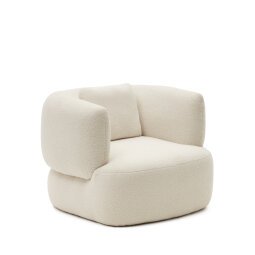 Martina swivel armchair in off-white shearling with cushion
