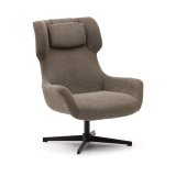 DE_Fauteuil giratoire avec accoudoirs Zalina en chenille marron clair et acier avec finition noire